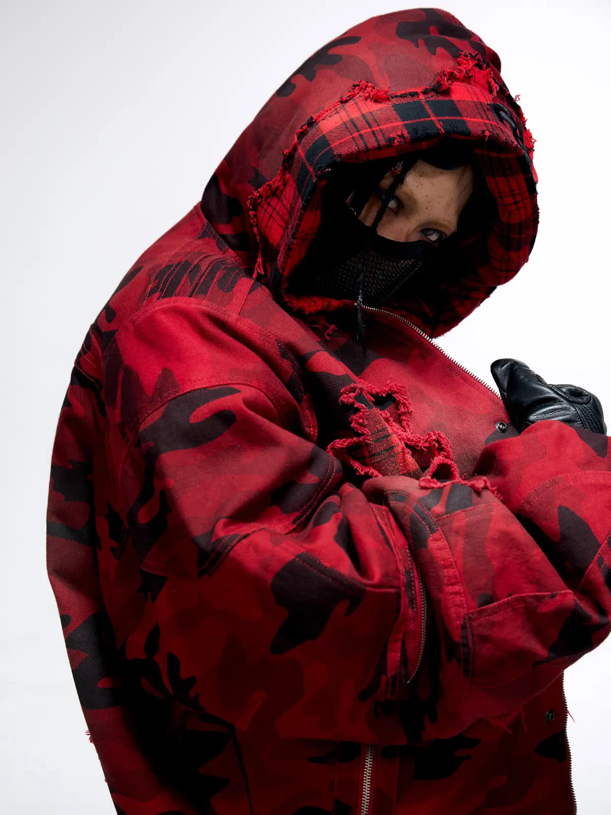 Personsoul Red Camo Hoodie  Cotton Jacket