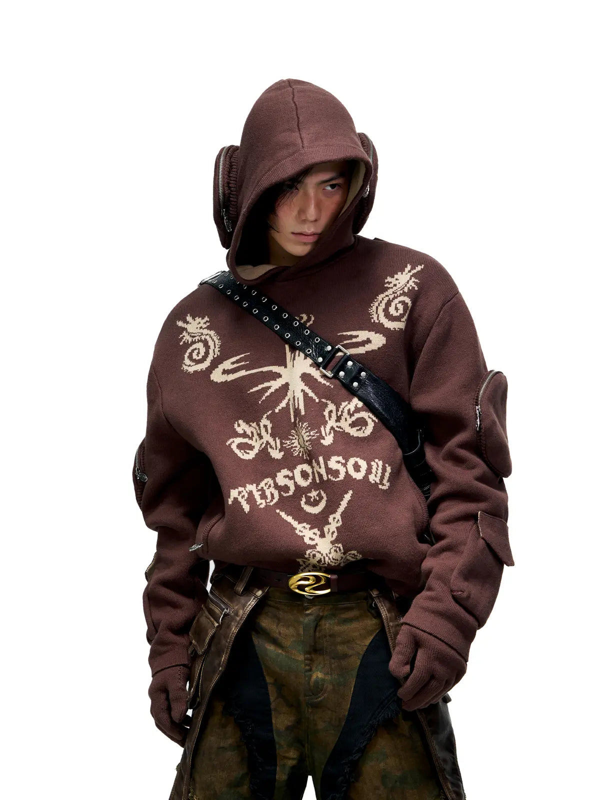 Personsoul Totem Hoodie Sweater with Face Mask