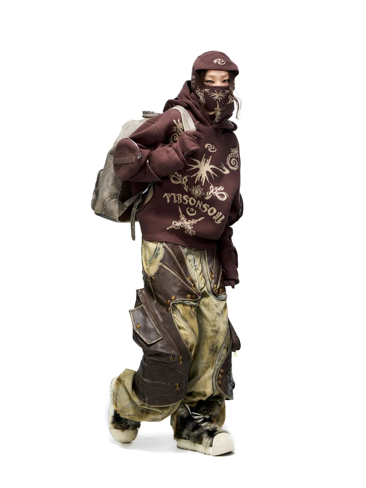 Personsoul Totem Hoodie Sweater with Face Mask