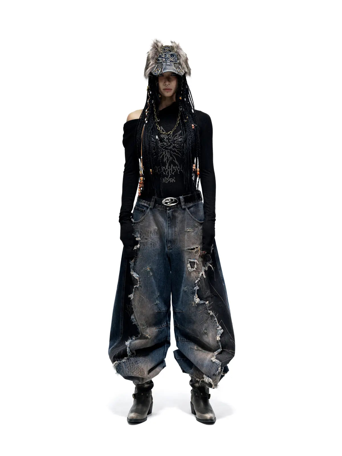 Personsoul Curved Blade Denim Jeans