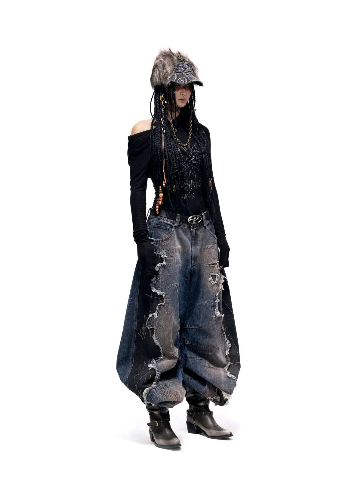 Personsoul Curved Blade Denim Jeans