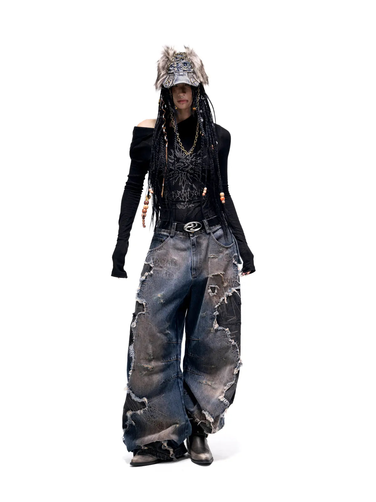 Personsoul Curved Blade Denim Jeans