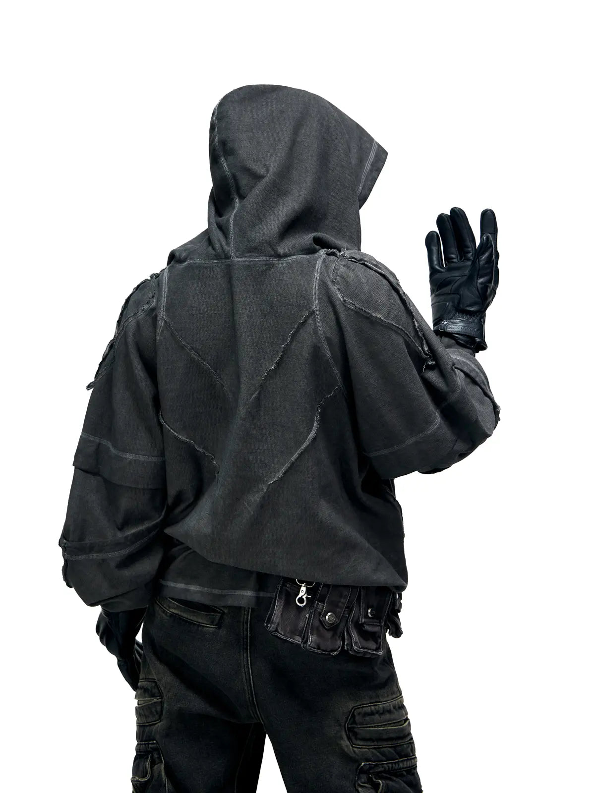 Personsoul Deconstructed Hoodies with Gradient Wash