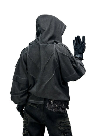 Personsoul Deconstructed Hoodies with Gradient Wash