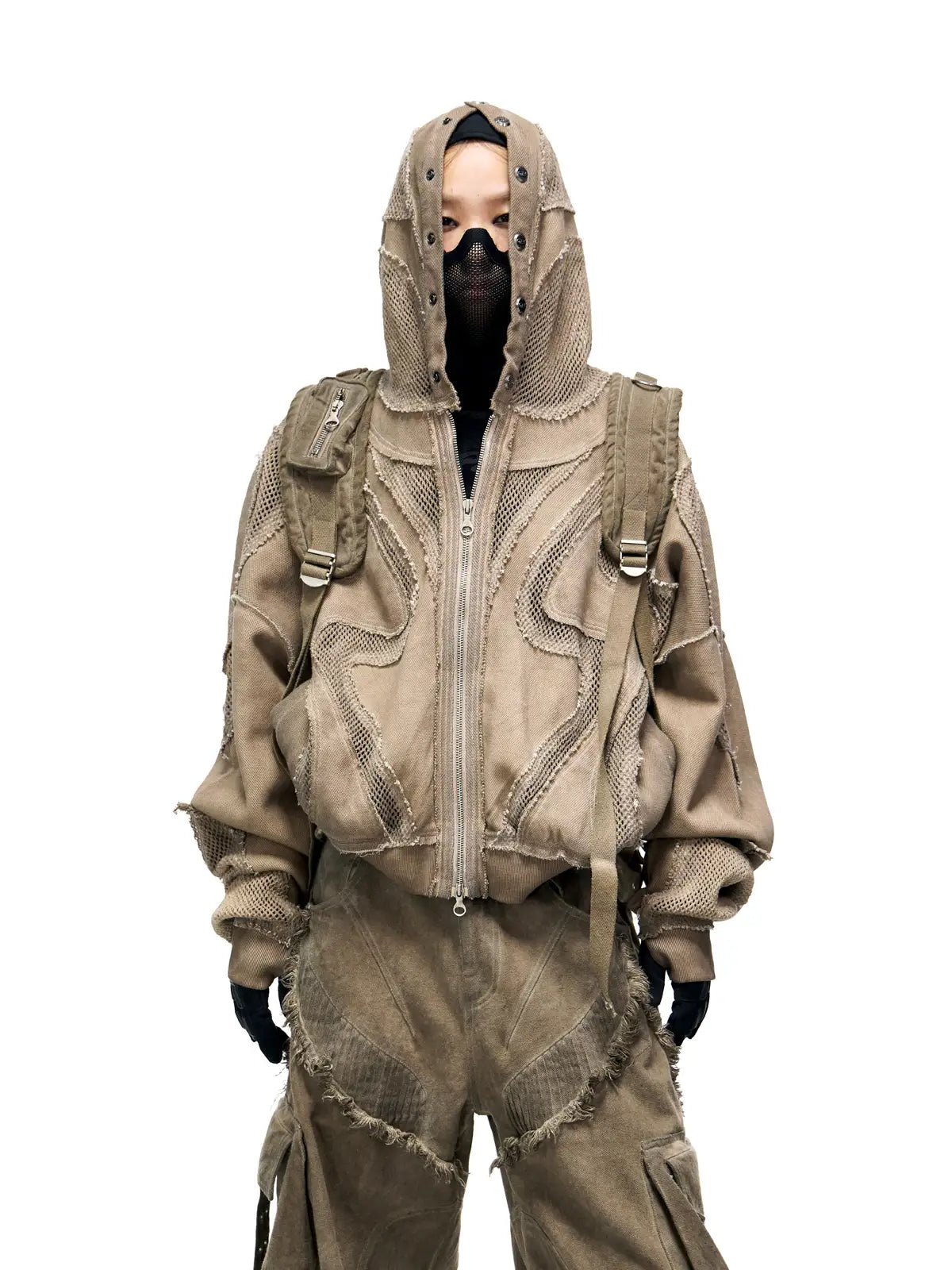 Personsoul Sand Dirty Dye Zip-Up Hoodie
