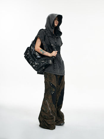 Personsoul small textured leather shoulder bag
