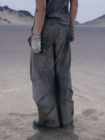 Personsoul Split Deconstructed Gray Cargo Pants