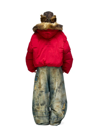 Personsoul Stain Embroidery Scimitar Jeans