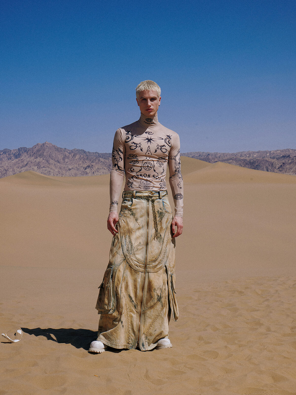Personsoul Dirty Distressed Apricot Gaucho Pants
