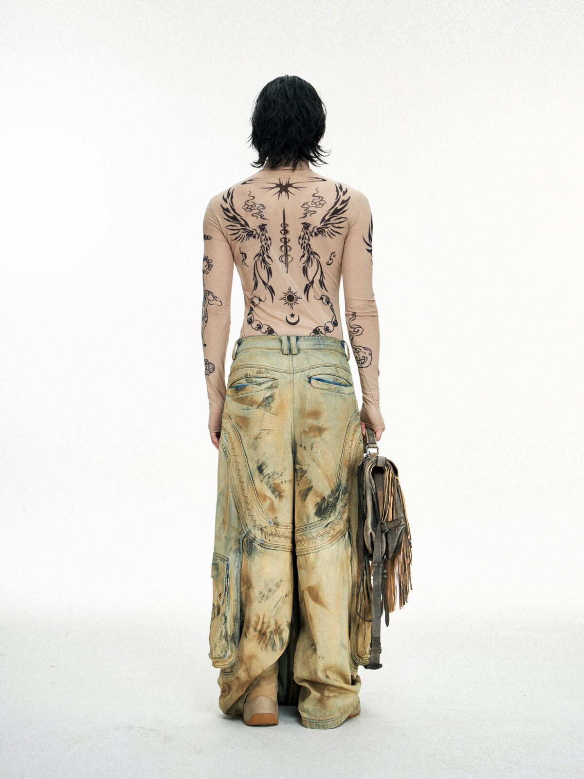 Personsoul Dirty Distressed Apricot Gaucho Pants