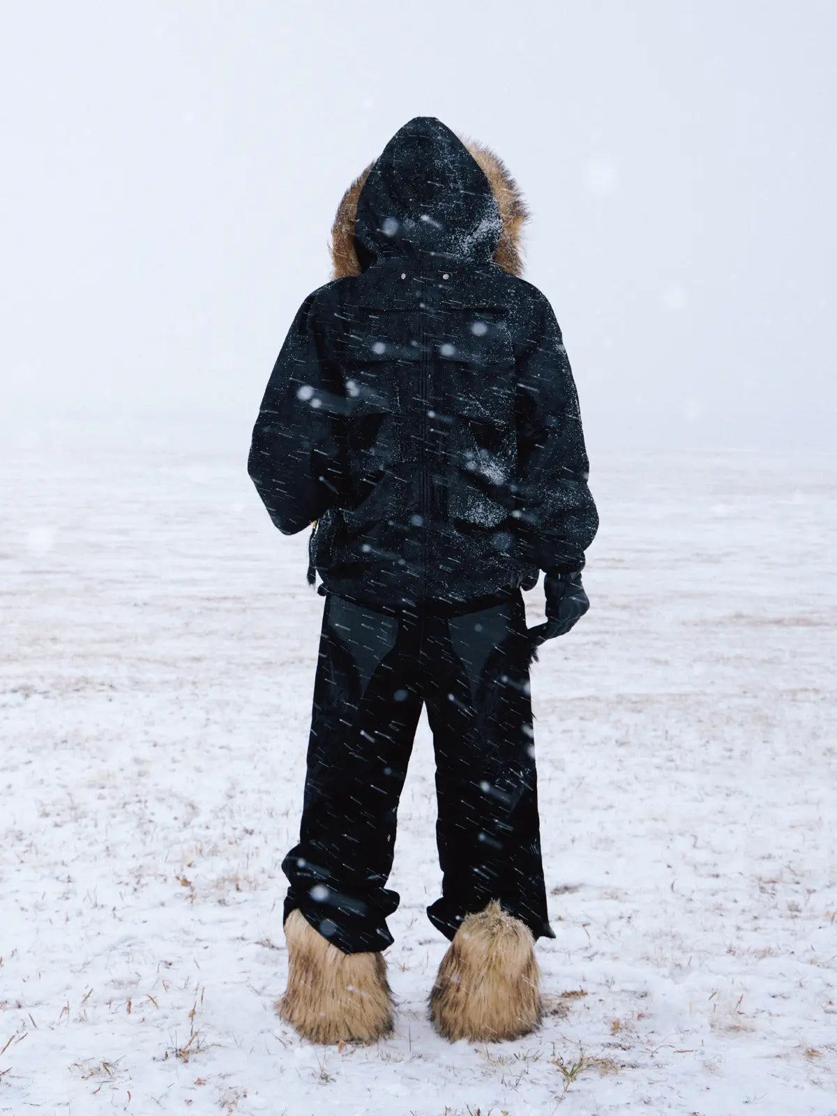 Personsoul Sun Totem Fur Collar Hoodie