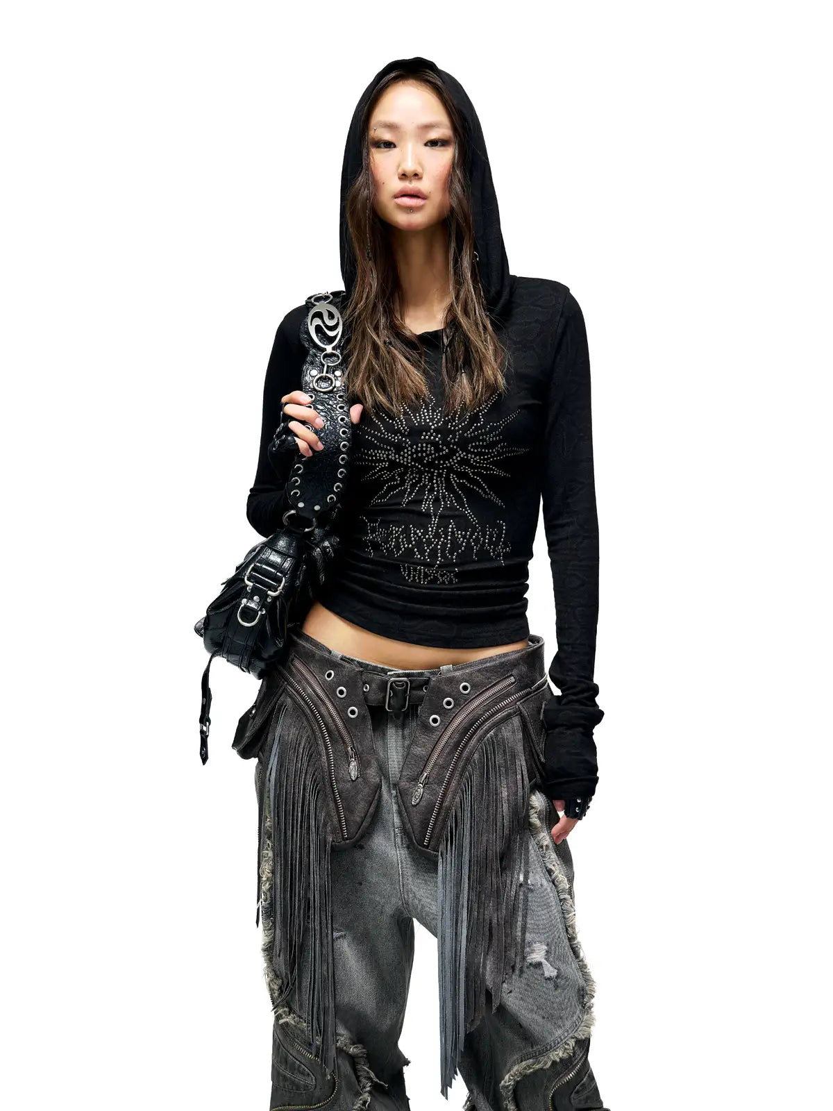 Personsoul Sun Totem Mesh Hooded Bottoming Shirt – personsoul