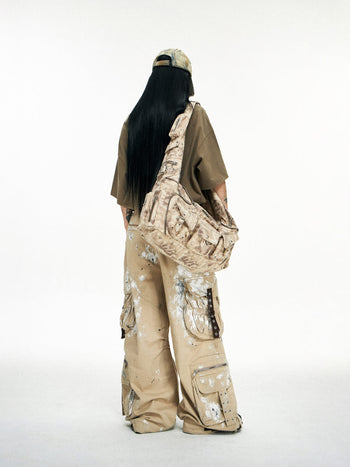 Personsoul Tactical Structure Paint Stains Cargo Pants