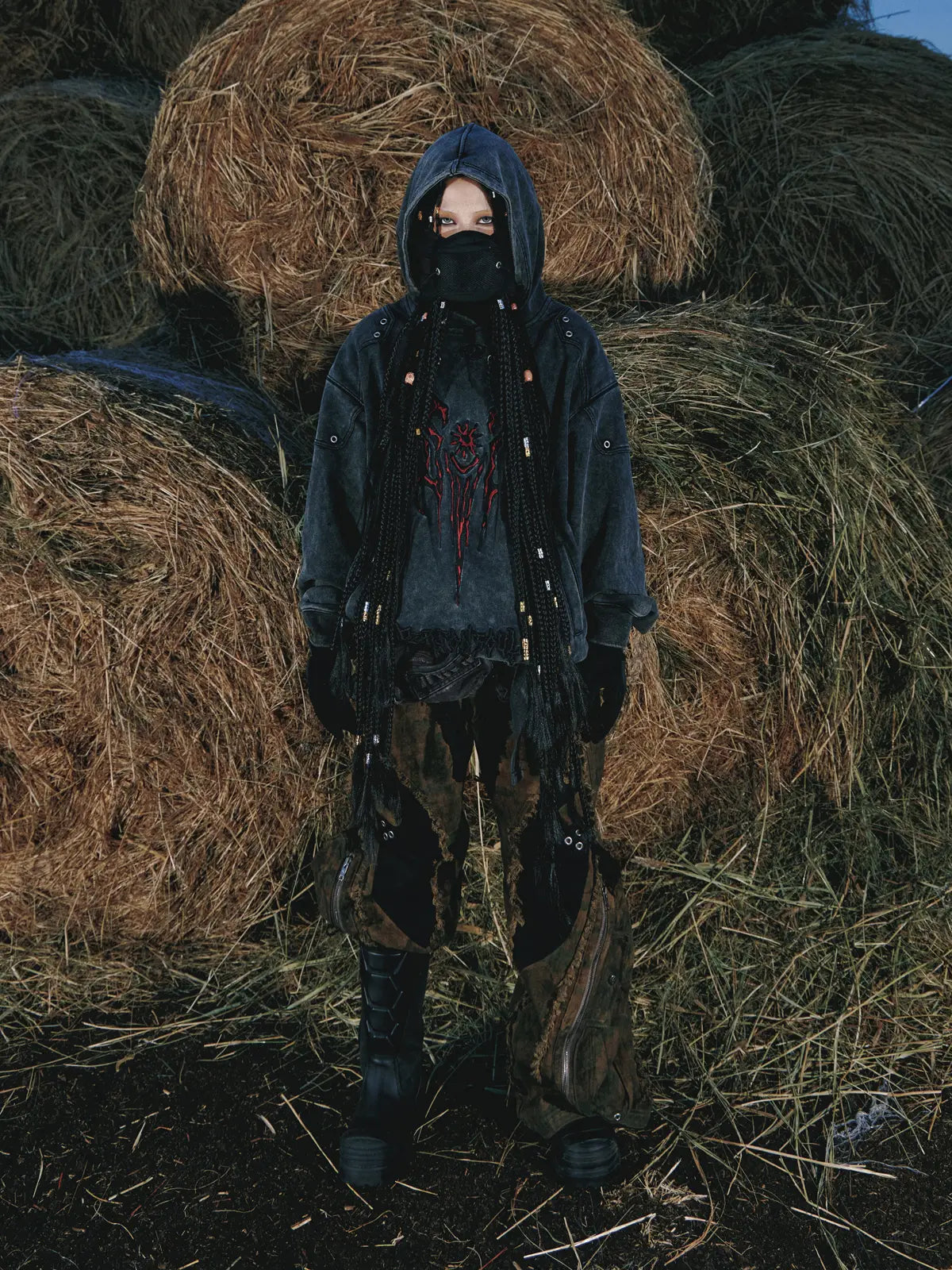 Personsoul Totem Embroidered Washed Hoodie