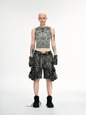 Personsoul Totem-Inspired Cropped Tank Top