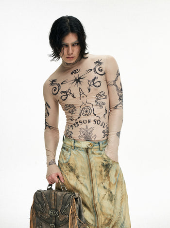Personsoul Desert Totem-Inspired Skin Highneck Top