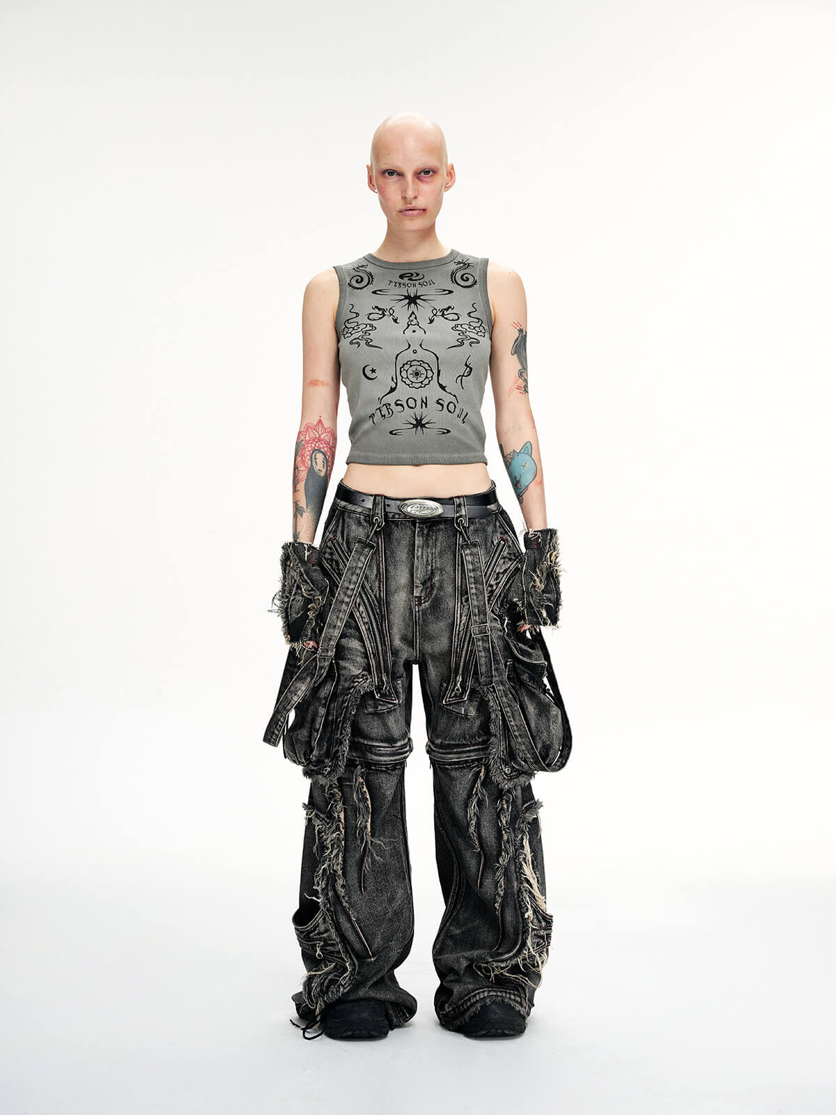 Personsoul Black Detachable Denim Overalls - personsoul