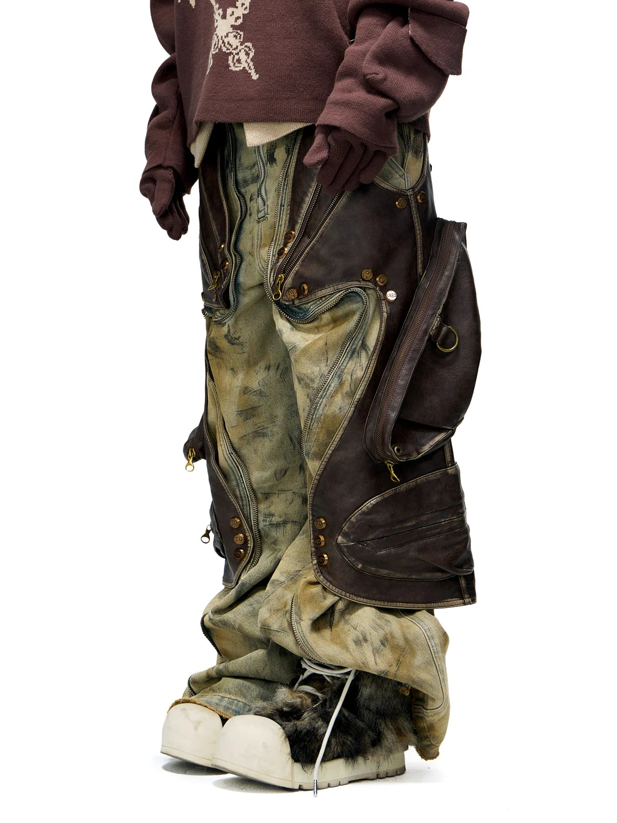 Personsoul Western Dunes Leather Panel Jeans