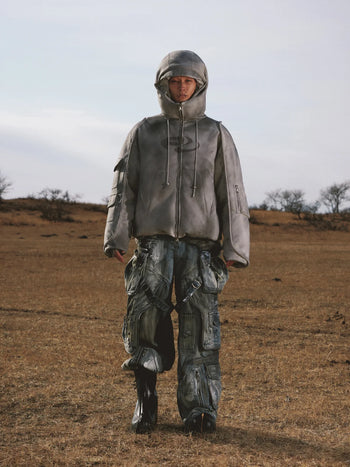 Personsoul White Stain Graffiti Cargo Pants