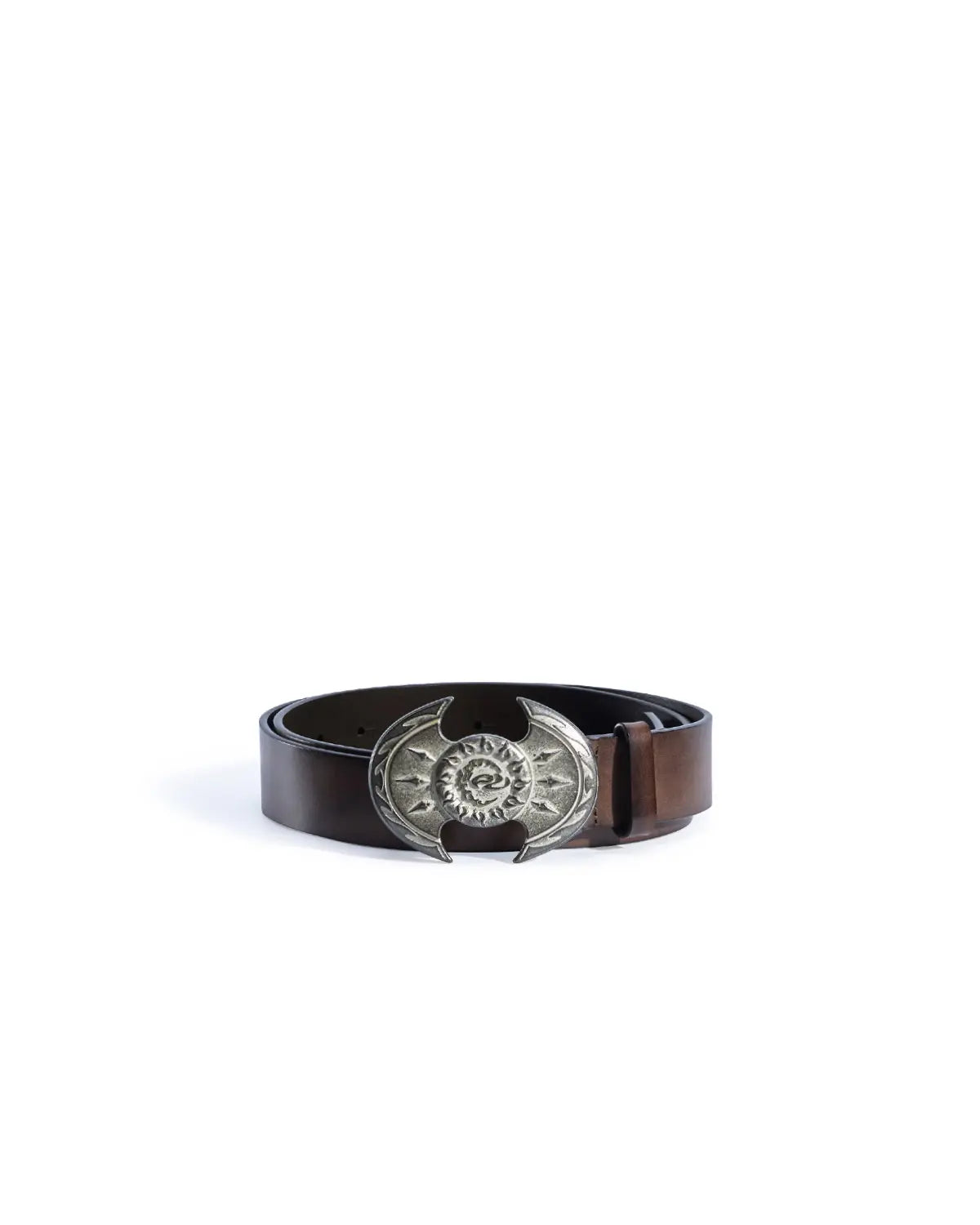 Personsoul Top-Grain Cowhide Axe-Shaped Belt In Brown