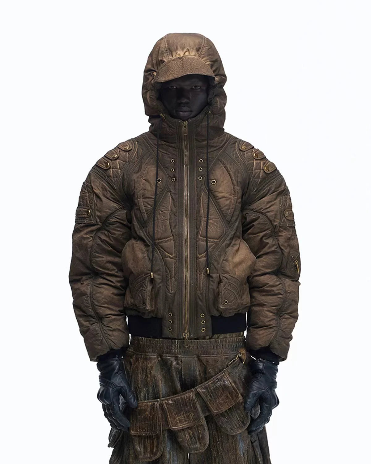 Personsoul Dark Brown Insulated Hooded Coat