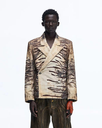 Personsoul Corduroy Tiger Print Blazer